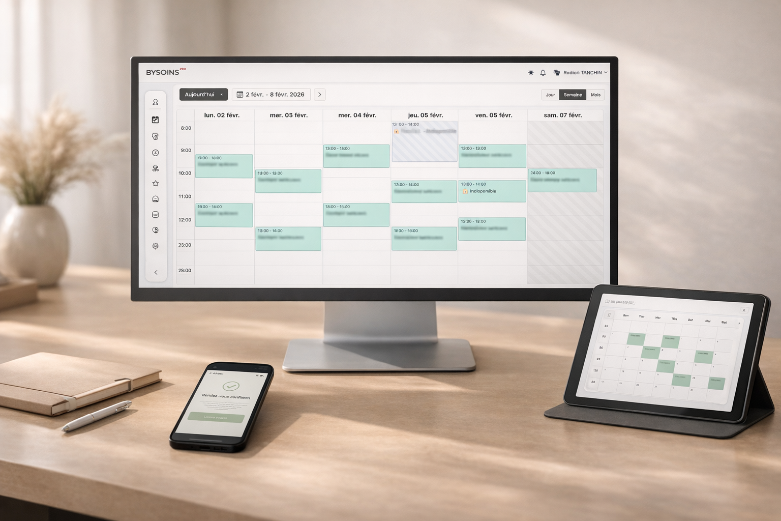 Agenda BYSOINS avec vue semaine