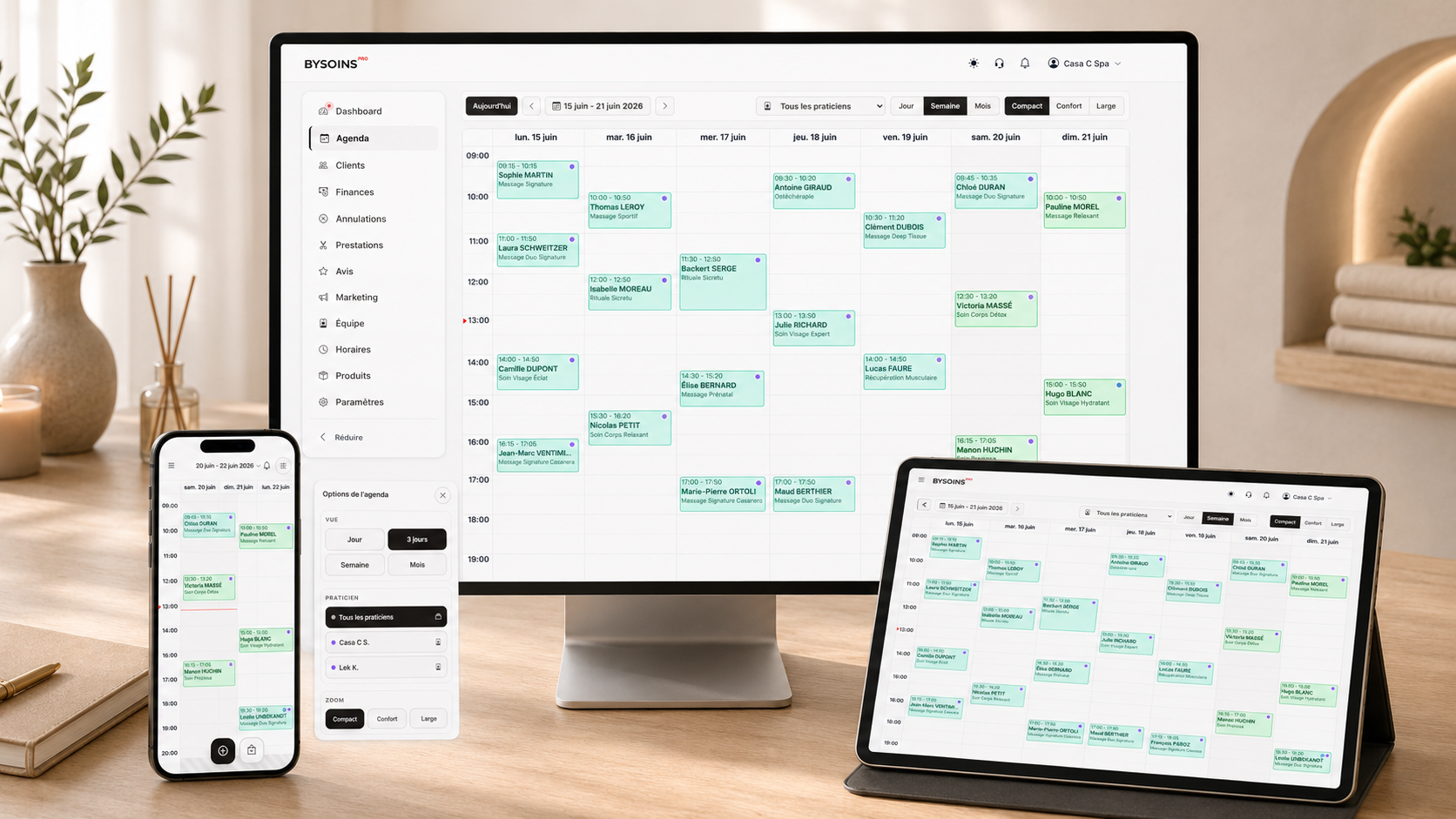 Agenda BYSOINS avec vue semaine