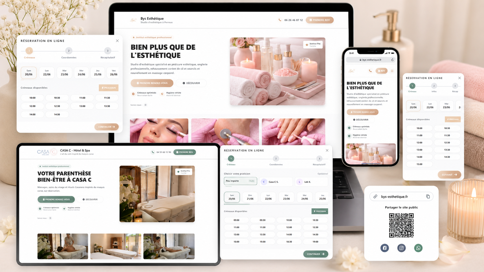 Site vitrine BYSOINS avec réservation client sur mobile
